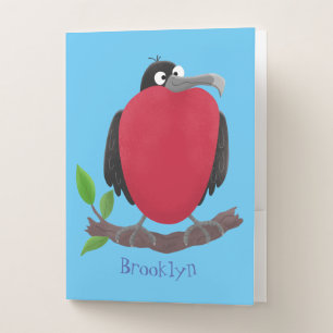 Funny magnificent frigate bird cartoon pocket folder