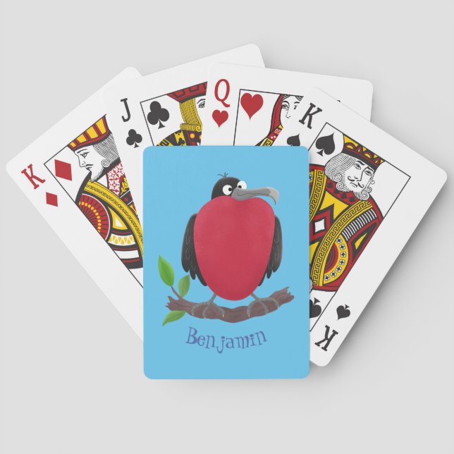 Funny magnificent frigate bird cartoon poker cards (Back)