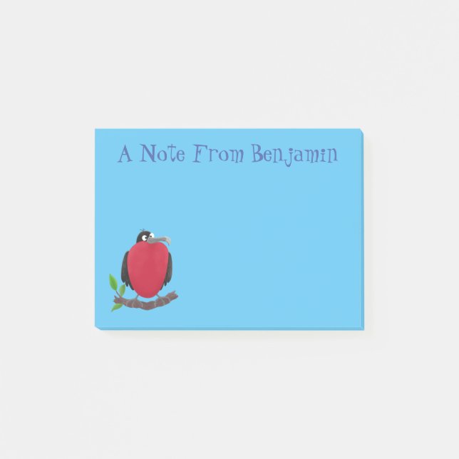 Funny magnificent frigate bird cartoon post-it notes (Front)