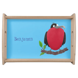 Funny magnificent frigate bird cartoon serving tray