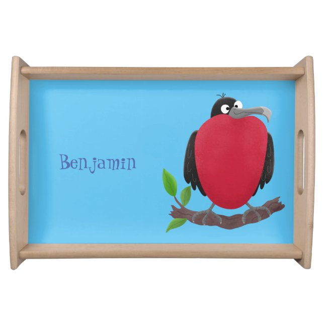 Funny magnificent frigate bird cartoon serving tray (Front)