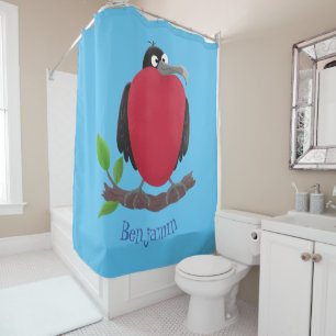 Funny magnificent frigate bird cartoon shower curtain