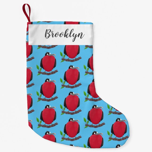 Funny magnificent frigate bird cartoon small christmas stocking (Front)