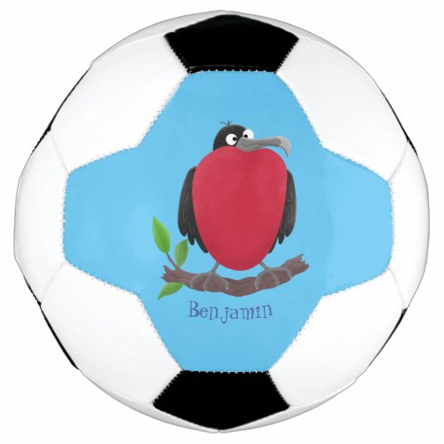 Funny magnificent frigate bird cartoon soccer ball