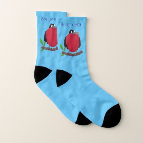 Funny magnificent frigate bird cartoon socks