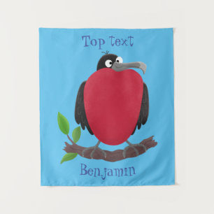 Funny magnificent frigate bird cartoon tapestry
