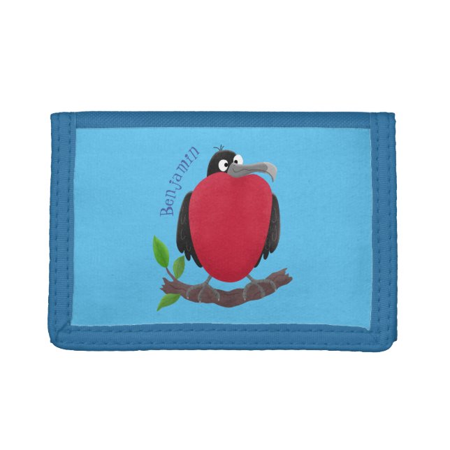 Funny magnificent frigate bird cartoon trifold wallet (Front)