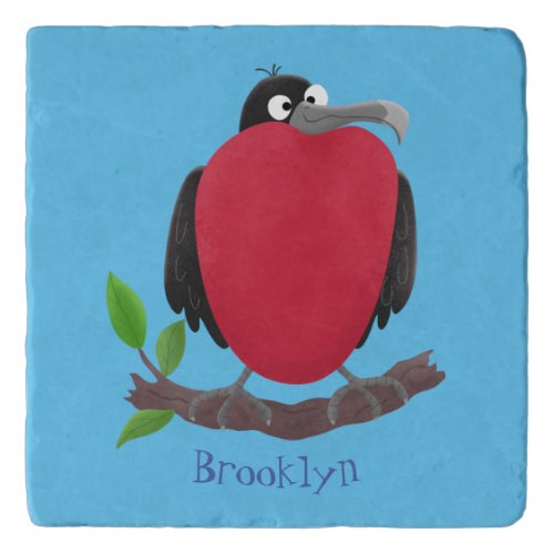 Funny magnificent frigate bird cartoon trivet