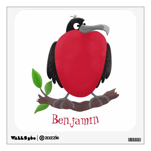 Funny magnificent frigate bird cartoon  wall decal (Front)