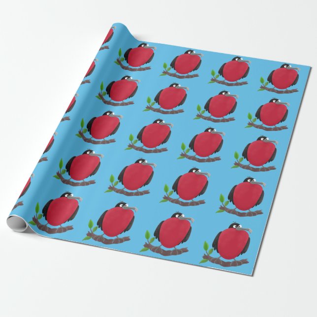 Funny magnificent frigate bird cartoon wrapping paper (Unrolled)