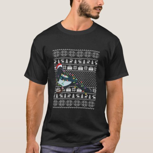 Funny Magpie Bird Lover Santa Hat Ugly Magpie T_Shirt