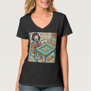 Funny Mahjong Chick Design For Women Girls Mahjong T-Shirt
