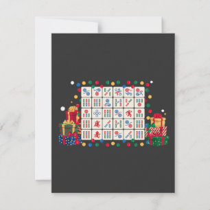 Funny Mahjong Christmas Light Santa Hat Note Card