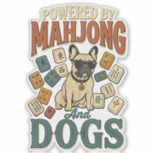 Funny Mahjong French Bulldog Retro Dog Lover Gift Sticker