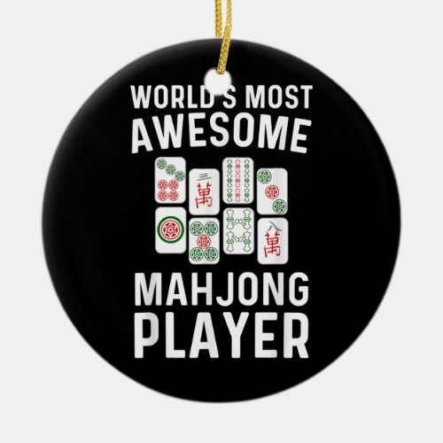Funny Mahjong Gift For Men Women Tile Game Lover Ceramic Ornament