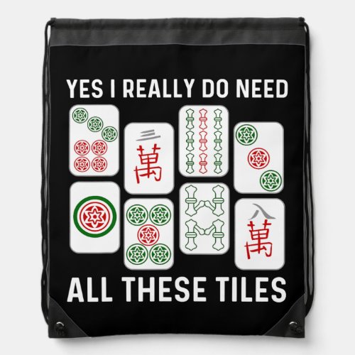 Funny Mahjong Gift For Men Women Tile Game Lover Drawstring Bag
