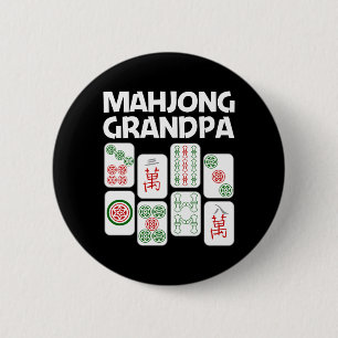 Funny Mahjong Gift Grandpa Dad Men Tile Game Lover Button