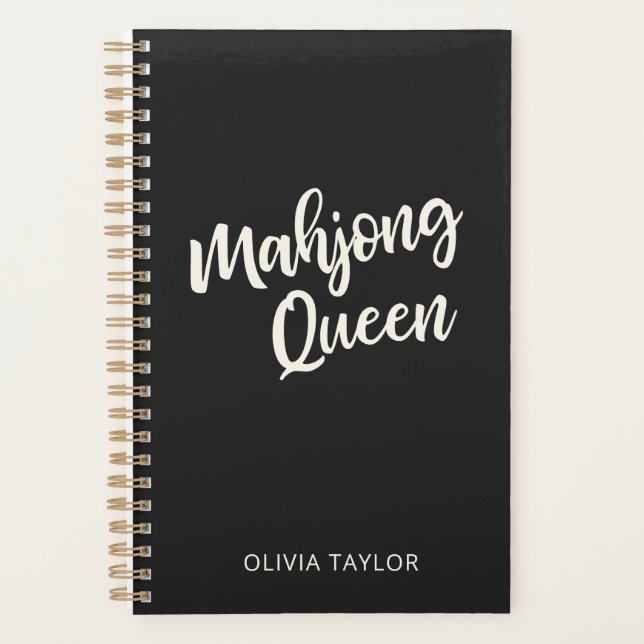 Funny Mahjong Lover Undated 2026 2027 Black Planner (Front)