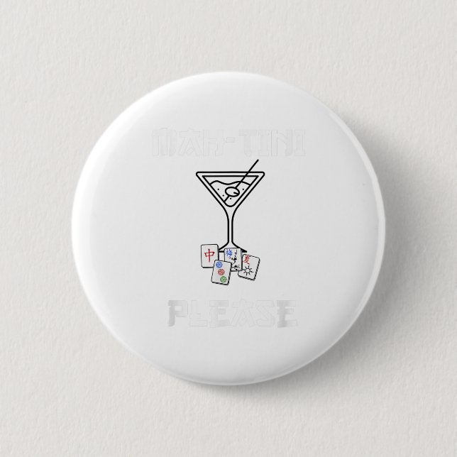 Funny Mahjong Mah-tini Tail Joke Mahjong  Button (Front)