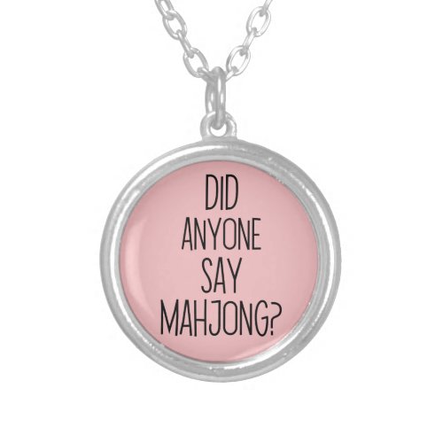 Funny Mahjong Silver Plated Necklace