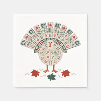 Funny Mahjong Turkey Thanksgiving Fall Holiday Napkins