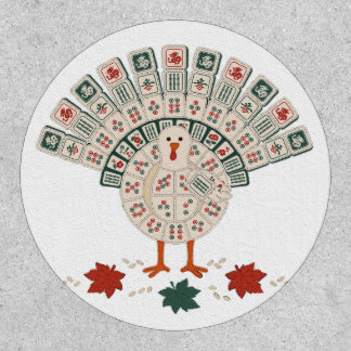 Funny Mahjong Turkey Thanksgiving Fall Holiday Patch
