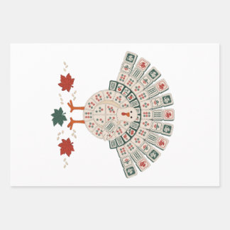 Funny Mahjong Turkey Thanksgiving Fall Holiday Wrapping Paper Sheets
