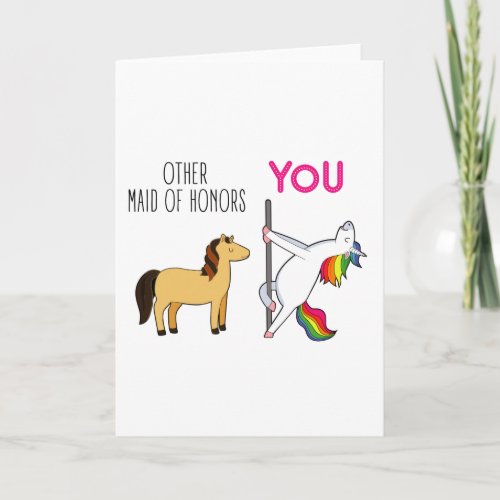 Funny Maid Of Honor Proposal Cute Unicorn Holiday Card