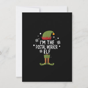 Funny Mail Truck Mailman Postal Worker Elf Christm Invitation