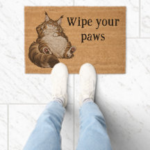 Funny Maine Coon Billy Doormat – “Wipe Your Paws”