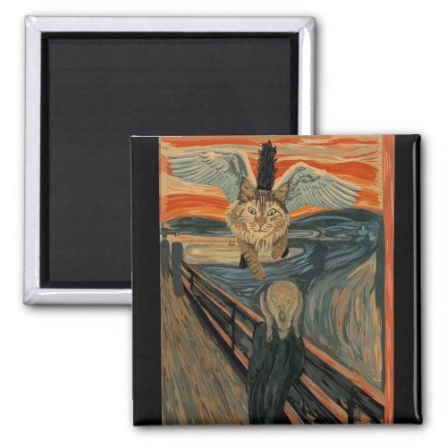 Funny Maine Coon Cat The Scream Magnet