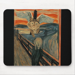 Funny Maine Coon Cat The Scream Mouse Pad