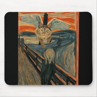 Funny Maine Coon Cat The Scream Mouse Pad