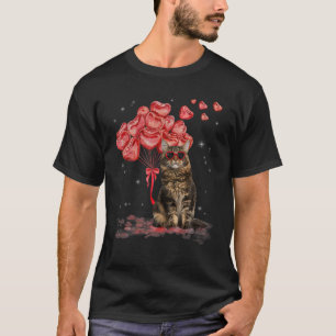 Funny Maine Coon Heart Valentines Day Cat Dad Mom T-Shirt