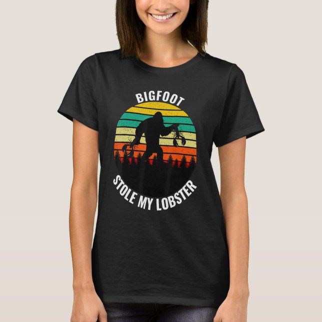 Funny Maine State Bigfoot Stole My Lobster Sc-Fi S T-Shirt (Front)