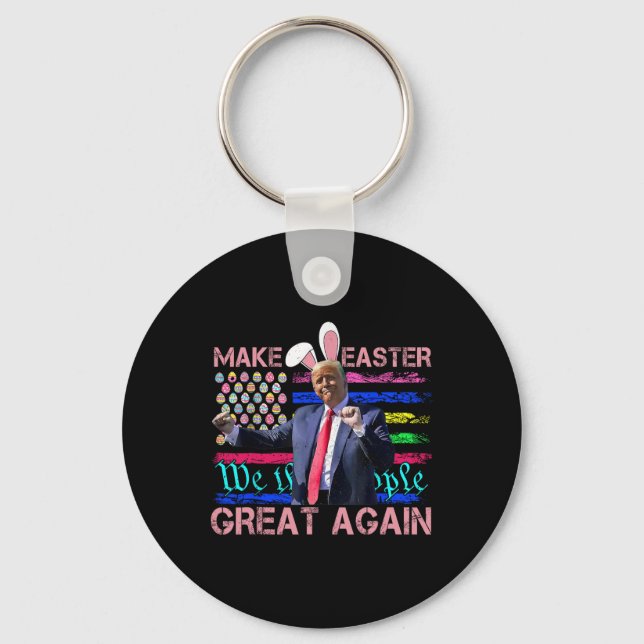 Funny Make Easter Great Again Trump Dancing Easter Keychain (Front)