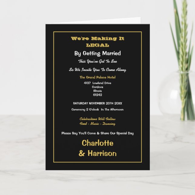 Funny Making It Legal Informal Wedding Invitation (Front)