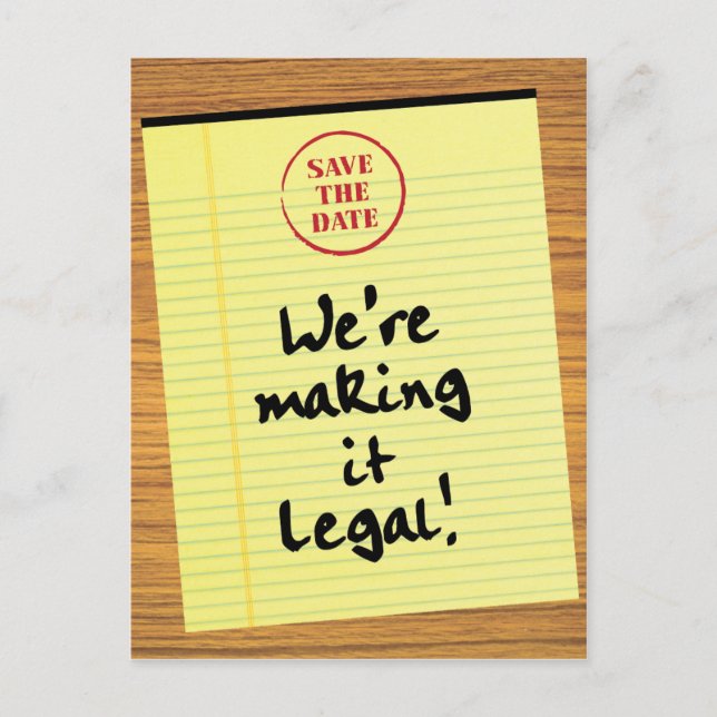 Funny Making It Legal Save the Date Announcement Postcard (Front)