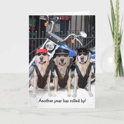 Funny Male Biker Lab Card