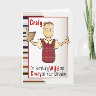 Funny Male Book Worm Birthday Card to Personalize