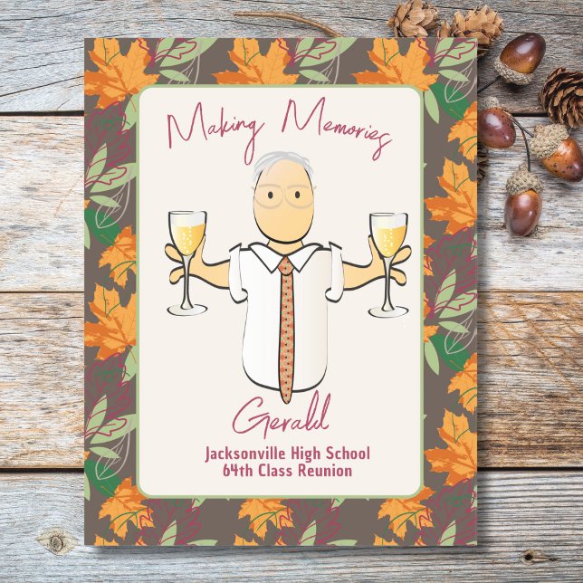 Funny Male Cartoon Champagne Autumn Cruise Door Magnetic Dry Erase Sheet (Creator Uploaded)