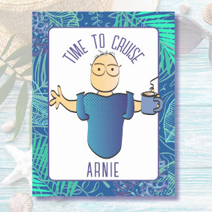 Funny Male Cartoon Coffee Tropical Cruise Door  Magnetic Dry Erase Sheet