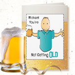 Funny Male Cartoon Sarcastic Snarky Beer Birthday  Card<br><div class="desc">Want a card that appears to be a compliment but has a funny punchline?  This sarcastic card can be personalized with his name to add a custom touch!</div>