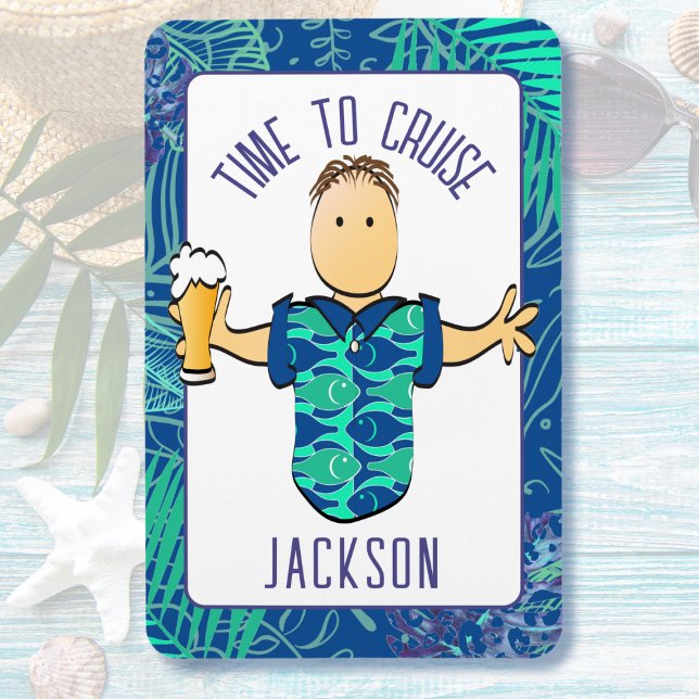 Funny Male Cartoon Tropical Vacation Cruise Door  Magnet (Creator Uploaded)