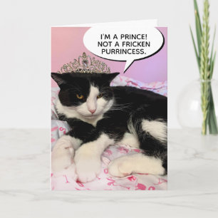Funny Male Cat Wearing Tiara- Not a Purrincess Card