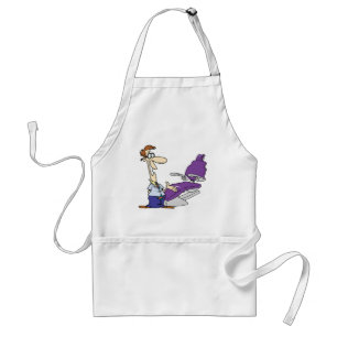 Funny Male Dentist and Purple Dental Chair Adult Apron