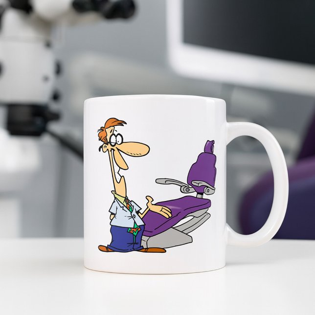 Funny Male Dentist and Purple Dental Chair Coffee Mug (Creator Uploaded)