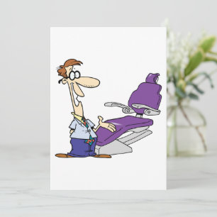 Funny Male Dentist and Purple Dental Chair Invitation