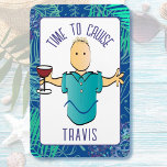 Funny Male Red Wine Cartoon Tropical Cruise Door  Magnet<br><div class="desc">This funny cartoon magnet for him is perfect for your door as you cruise or relax on a beach vacation. You can customize this magnet with your name and message! Look for my collection featuring men and women to mix and match magnets and other souvenirs to make your trip memorable...</div>