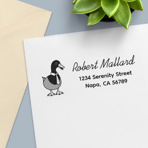 Funny Mallard Duck Collar Necktie Return Address Self-inking Stamp